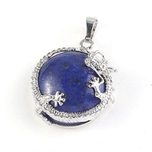 Lapis Lazuli Dragon Pendant, Natural Stone, NWOT, 3.4cmx2.3cm (1 3/8" x 7/8")